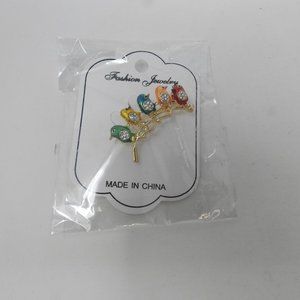 Oriental Bird Broach Gold Fashion Jewelry